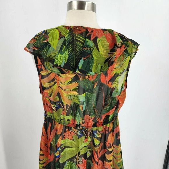 Live 4 Truth Women's Jungle Floral Ruffle‎ Tie Front Swim Cover Up Size 1X - Picture 6 of 11